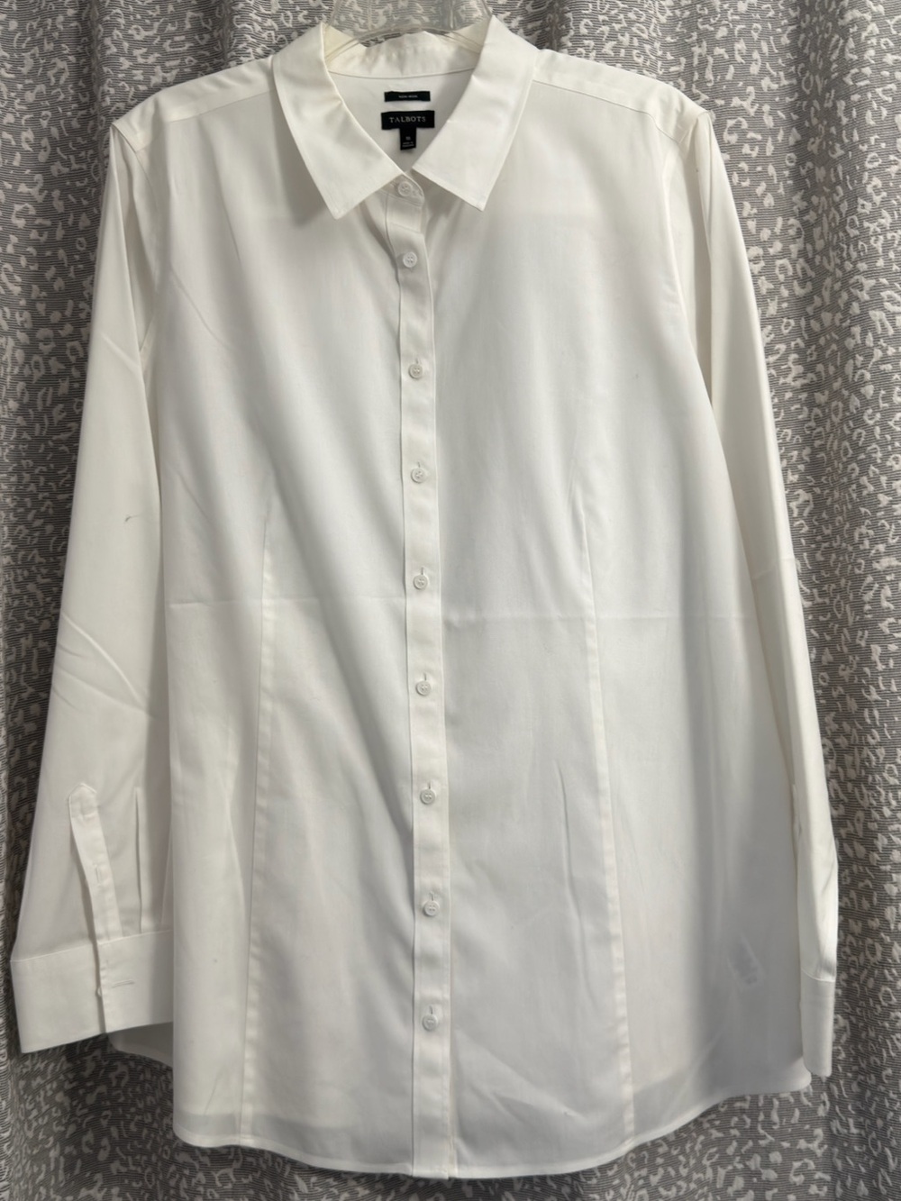 Talbots White Classic Button-Front Blouse - Size 16